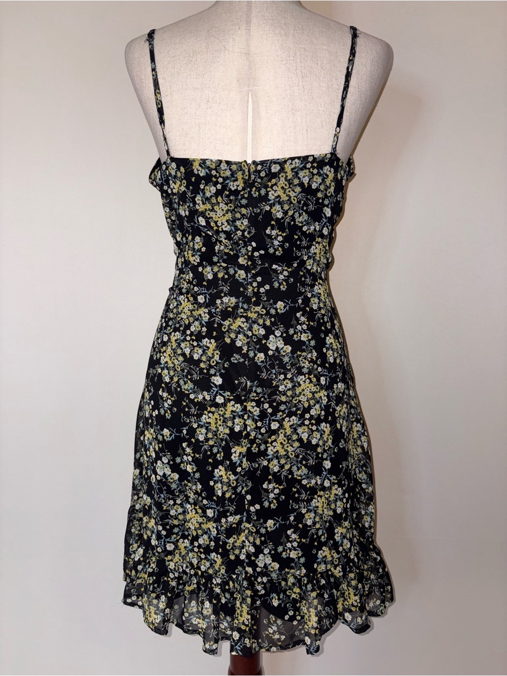 Lulu's Black Floral Tie-Front Ruffle Mini Dress - Picture 5 of 8